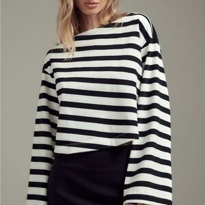 Classic Black and White Striped Women's Sweatshirt
